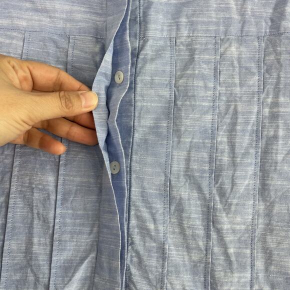 Suno Dress Womens 4 Blue Pleated Embroidery Gold Trim Midi Short Sleeve Resort - Picture 10 of 16